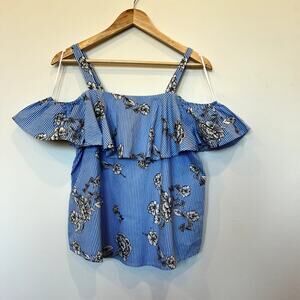 Floral Blue Primark Cold Shoulder Top